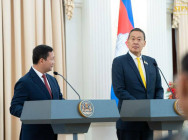 សម្តេចធិបតី ហ៊ុន ម៉ាណែត អញ្ជើញចូលរួម ថ្លែងការណ៍រួមគ្នាជាមួយ ឯកឧត្តម សេដ្ឋា ថាវីស៊ីន (Srettha Thavisin) នាយករដ្ឋមន្ត្រី នៃព្រះរាជាណាចក្រថៃ